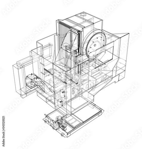 Metalworking CNC milling machine. Vector