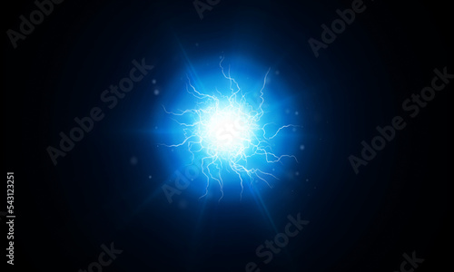 Lightning round frame. plasma magical portal. ball light effect. circle light effect.	