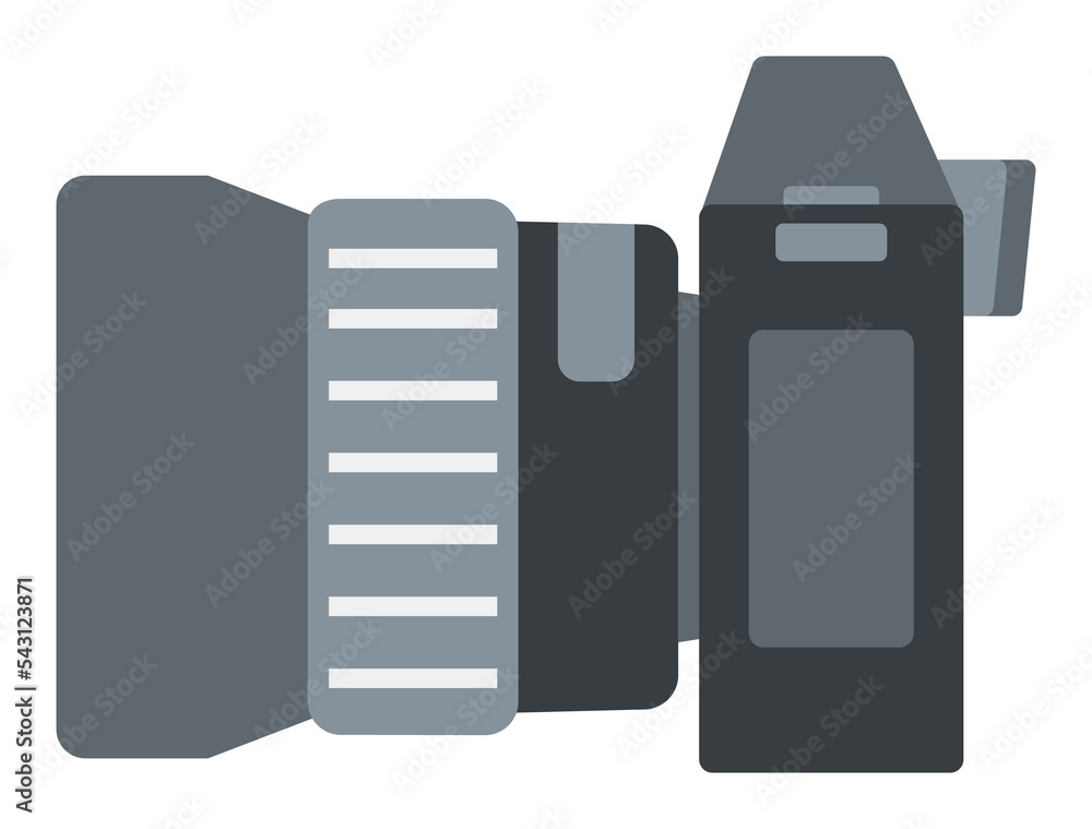 Camera with Fish eye lens icon, Side view of Camera. Camera with Fish eye lens icon, Side view of Camera.