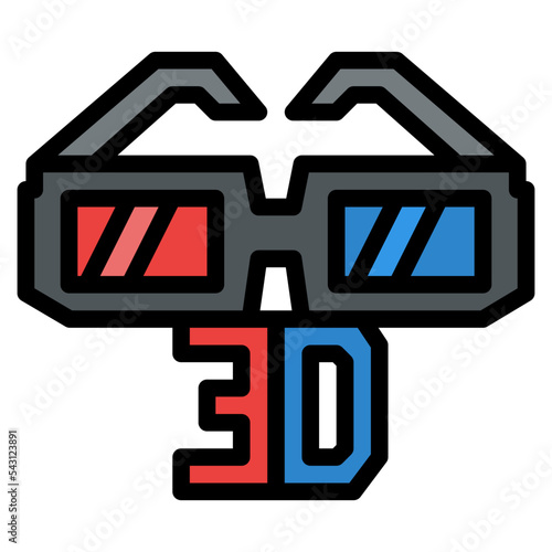 3d glass movie cinema entertain free time icon