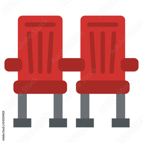 couple seat movie cinema entertain free time icon
