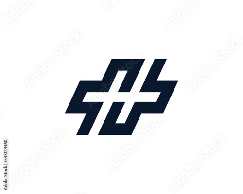 the letter h which forms a plus sign. modern and also has an aesthetic form.