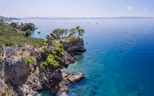 Fototapeta Naklejka Na Ścianę i Meble -  Tucepi Aerial view of town of Tucepi on Makarska riviera. Dalmatia region of Croatia