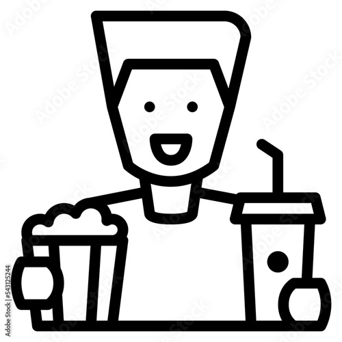 man movie cinema entertain free time icon