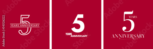 5 years anniversary set of vector icons, logo. Design element with graphic style number photo