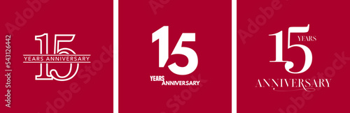 15 years anniversary set of vector icons, logo. Design element with graphic style number photo