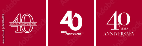 40 years anniversary set of vector icons, logo. Design element with graphic style numberry