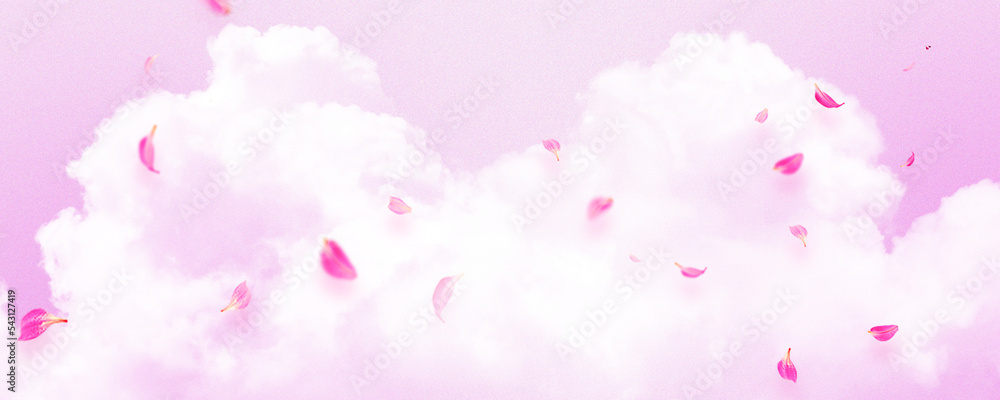 Flowers flying in the clouds