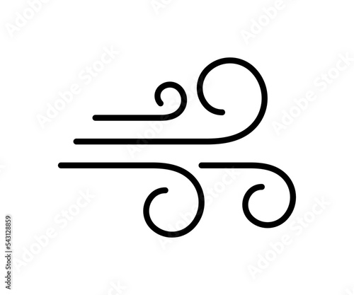 Wind blow line icon. Air flow flat sign. Symbol of windy weather. Climate web design element. Curl line icon. Vector illustration isolated on white background. Editable stroke.