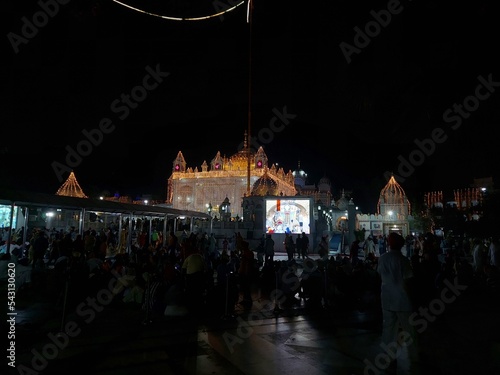 Night view of  Takhat Sachkhand Shri Hazur Abchalnagar Sahib is the main Gurudwara of Nanded  photo