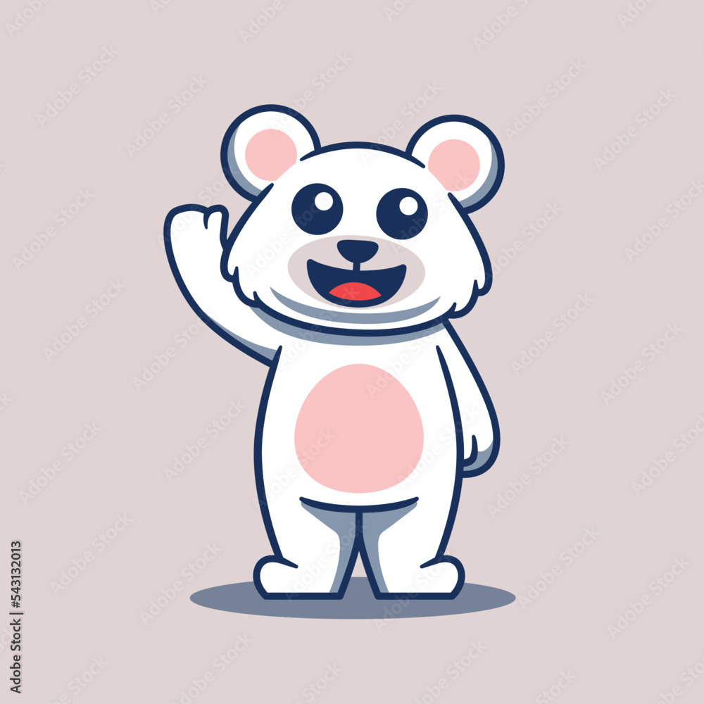Cute polar bear waving vector illustration. Vector illustration of animal mascot. Cute polar bear waving vector illustration. Vector illustration of animal mascot.