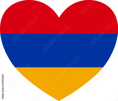 Armenia flag in heart shape isolated  on  transparent  background