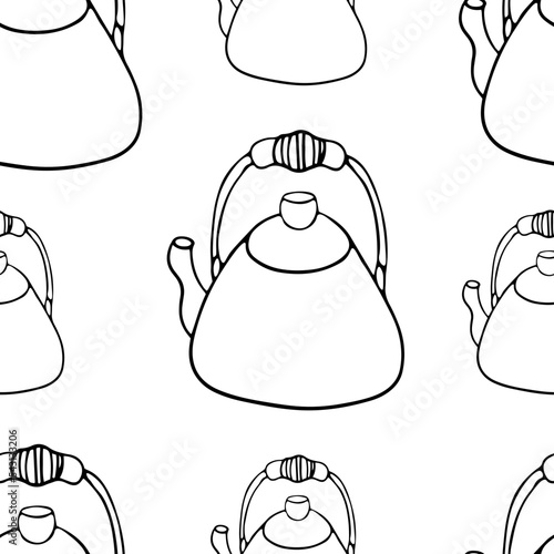 Seamless pattern of teapot on a transparent background. Vector illustration