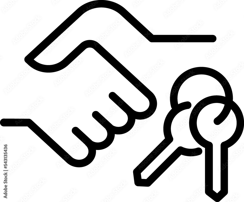 Real estate, buy house, home line icon. Key in hand Real estate, buy house, home line icon. Key in hand