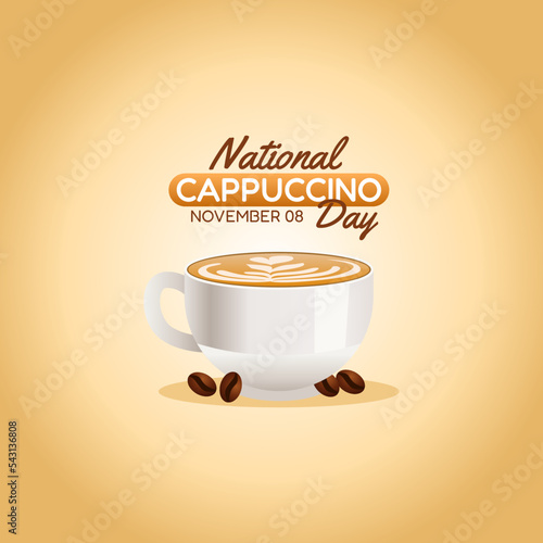 vector graphic of national cappuccino day good for national cappuccino day celebration. flat design. flyer design.flat illustration.