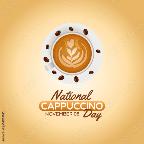 vector graphic of national cappuccino day good for national cappuccino day celebration. flat design. flyer design.flat illustration.