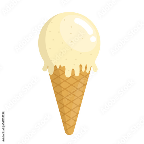 vanilla ice cream cone flat vector illustration logo icon clipart