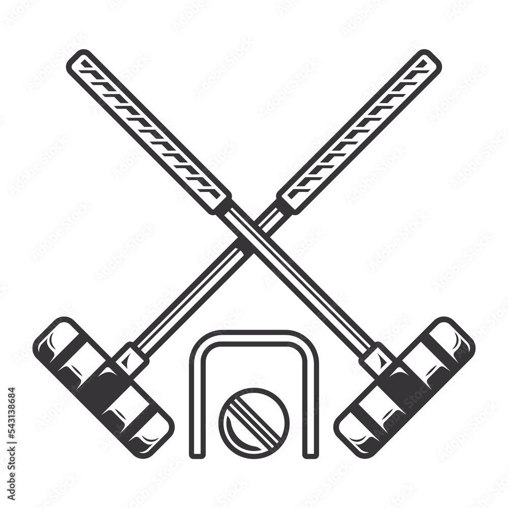 Croquet club silhouette. Croquet ball club Line art logos or icons