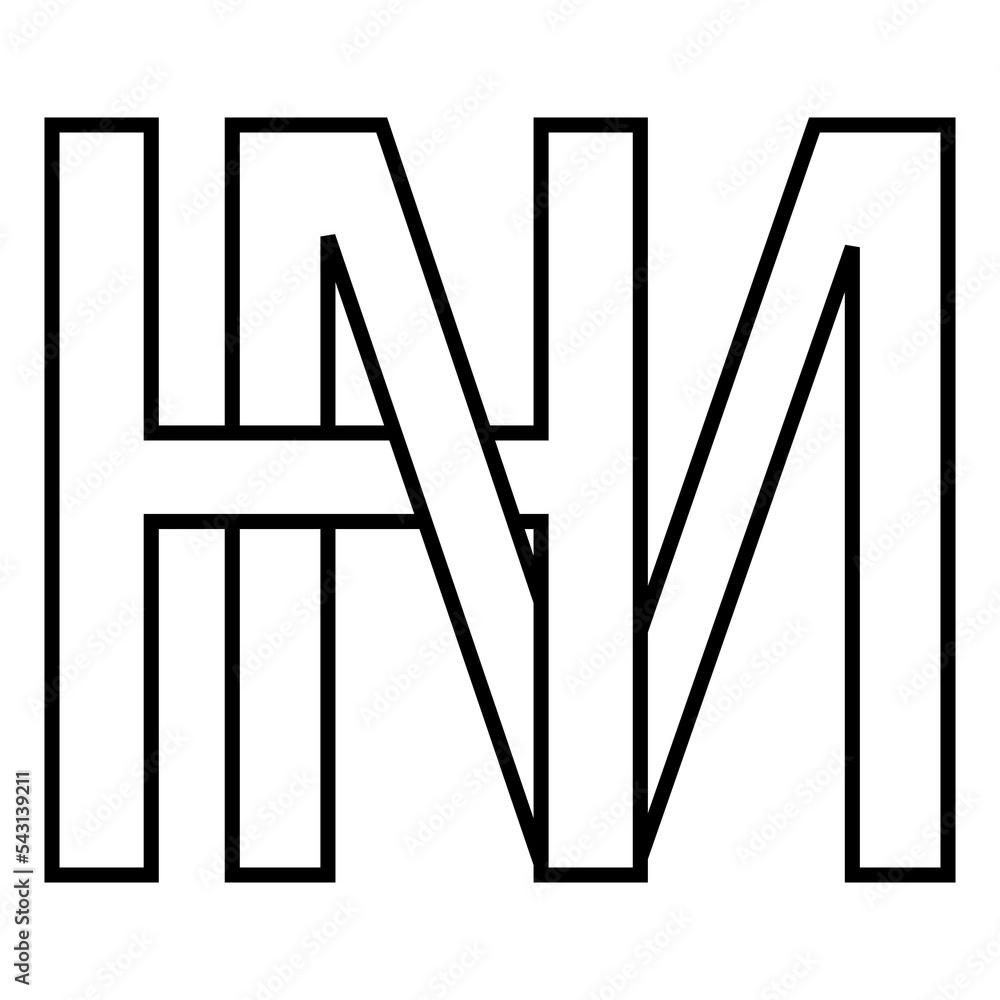 Logo sign hm mh icon nft, interlaced letters m h Logo sign hm mh icon nft, interlaced letters m h