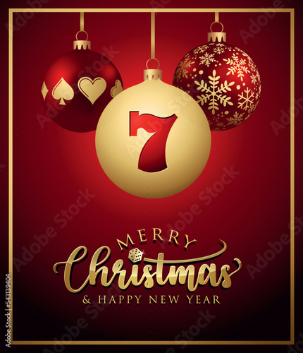 Casino Christmas Balls - Greeting Card - Merry Christmas and Happy New Year - Poker Slot Gambling
