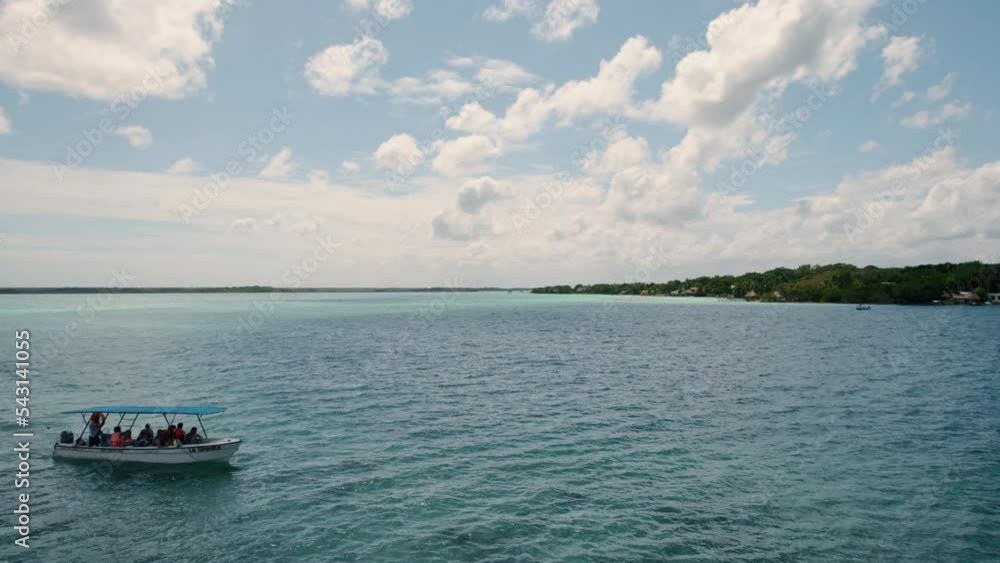 Drone Flying Between Palm Trees To Wonderful Blue Ocean , Riviera Maya, Mexico Drone Flying Between Palm Trees To Wonderful Blue Ocean , Riviera Maya, Mexico