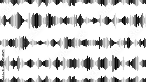 seamless sound waveform pattern for music player, podcasts, video editor, voise message in social media chats, voice assistant, dictaphone. vector illustration