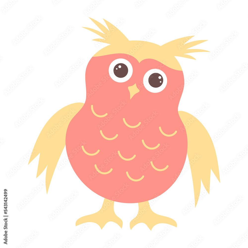Cute funny owl. Forest bird cartoon character. Cute funny owl. Forest bird cartoon character.