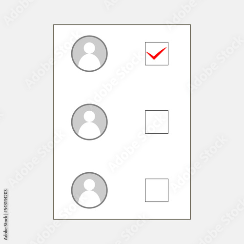 Ballot form with avatars and boxes for selection