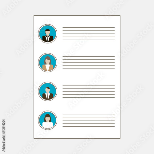 Bulletin with candidate avatars and entry lines