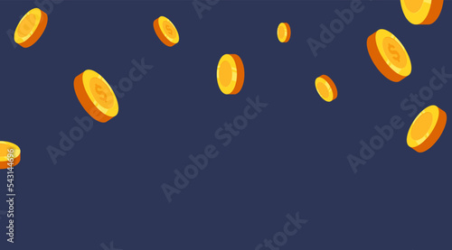 Falling coins illustration. Golden money earings background.