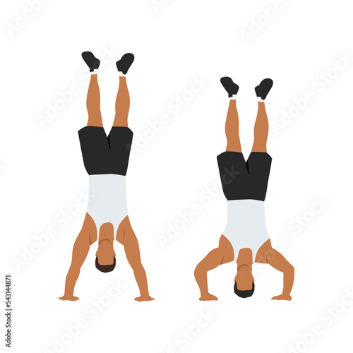 Valokuva Man doing handstand push up exercise