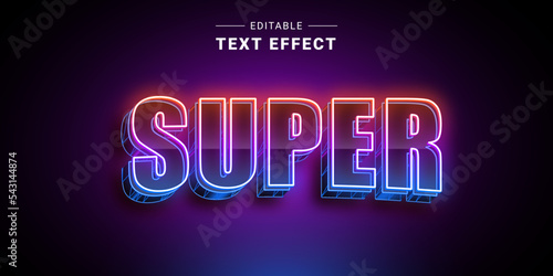 Glowing 3D Text Effect Generator. Neon Mockup
