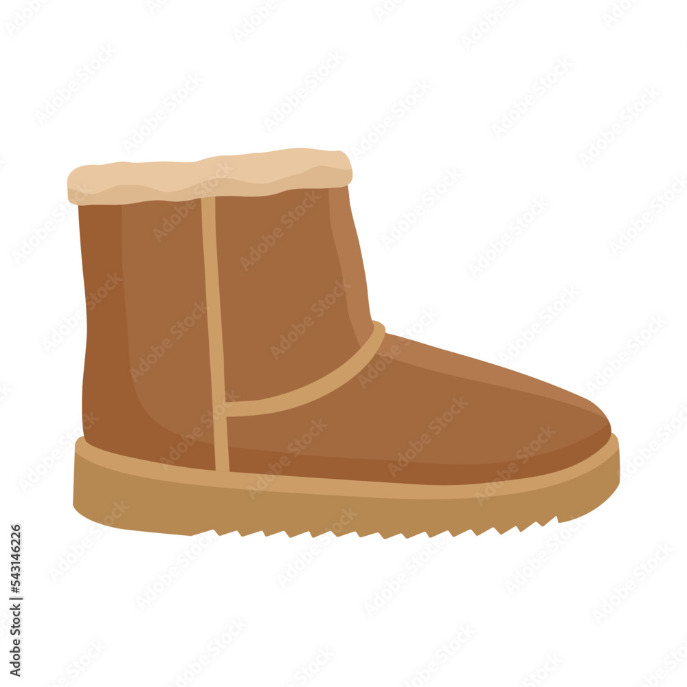 Warm comfortable winter beige boots made of sheepskin. Cartoon vector illustration Warm comfortable winter beige boots made of sheepskin. Cartoon vector illustration