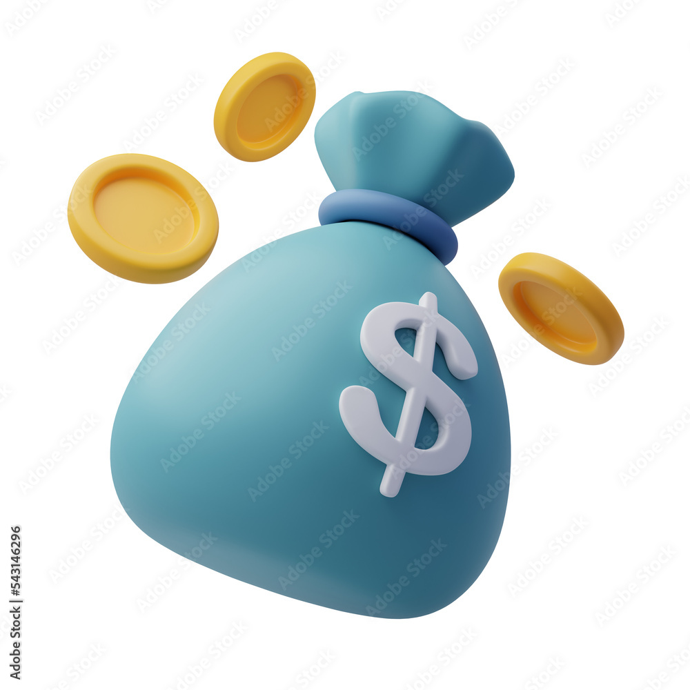Money bag and coins, Online payment, Business and finance concept. - obrazy, fototapety, plakaty 