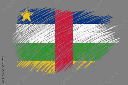 3D Flag of Central African Republic on vintage style brush background.