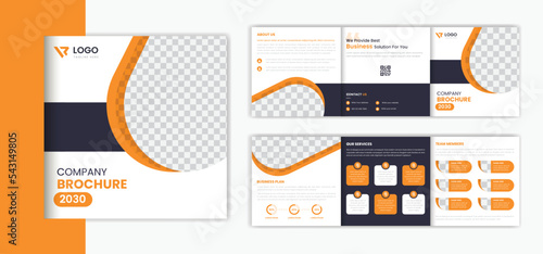 Corporate trifold A5 brochure design template, business brochure layout vector 