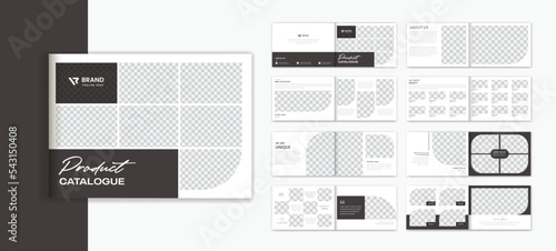 Brown Product catalog landscape brochure design, 16 page artboard brochure layout template