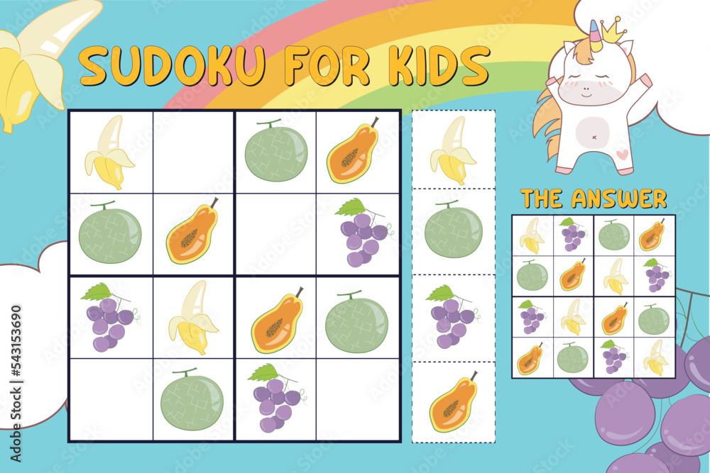 Sudoku for kids. Sudoku. Children’s puzzles. Education worksheet for ...