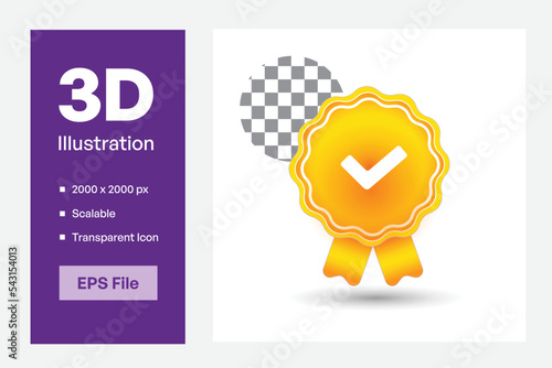 3D Verified gold Badge or Quality Product Icons Vector Illustrations for Web and Mobile App or Promotion