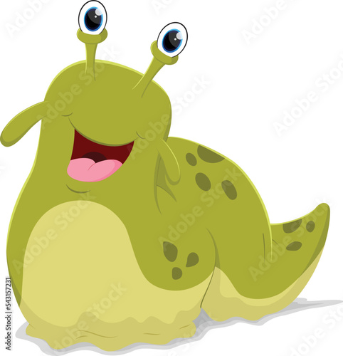 Cartoon happy slug isolated on white background