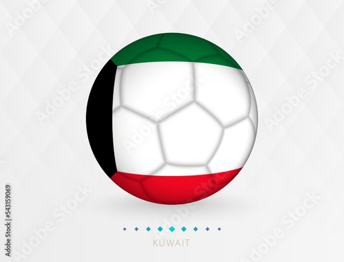 Football ball with Kuwait flag pattern, soccer ball with flag of Kuwait national team.