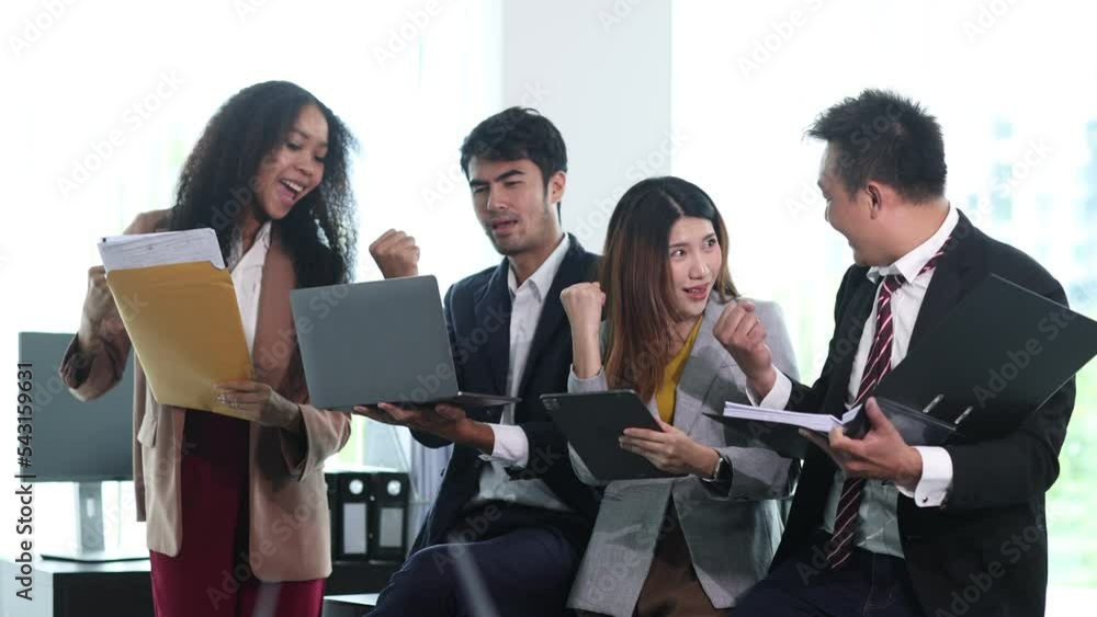 Technology and financial advisory services concert. Business teamwork and working on digital laptop computer with advisor showing plan of investment to clients at table office. Digital marketing. Technology and financial advisory services concert. Business teamwork and working on digital laptop computer with advisor showing plan of investment to clients at table office. Digital marketing.