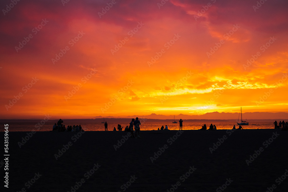 People enjoying the sunset