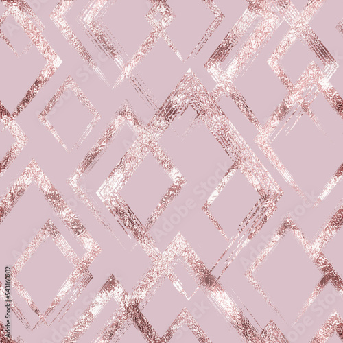 Abstract seamless pattern. Repeating geometric background. Repeated geometry line for design prints. Contemporary square rhombus. Repeat geometry cubes wallpaper with gold effect. Vector illustration