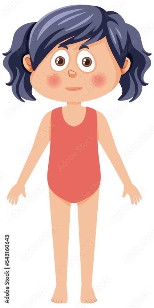 Cute girl cartoon character in swimming suit Cute girl cartoon character in swimming suit
