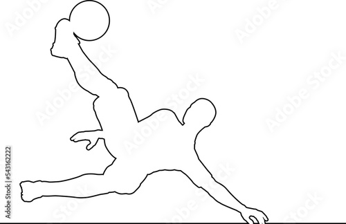 A soccer football player line design with silhouette outline of a footballer