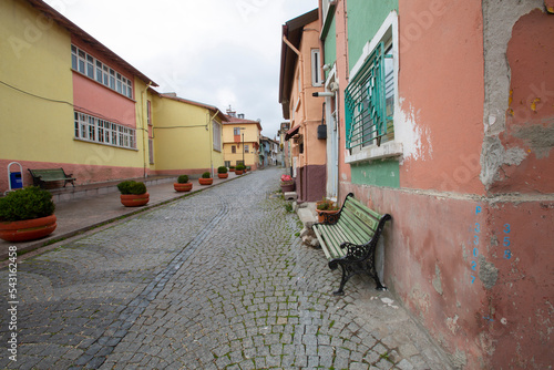  Colorful Odunpazari District houses view in Eskisehir City. Eskisehir is populer tourist deatination in Turkey. photo