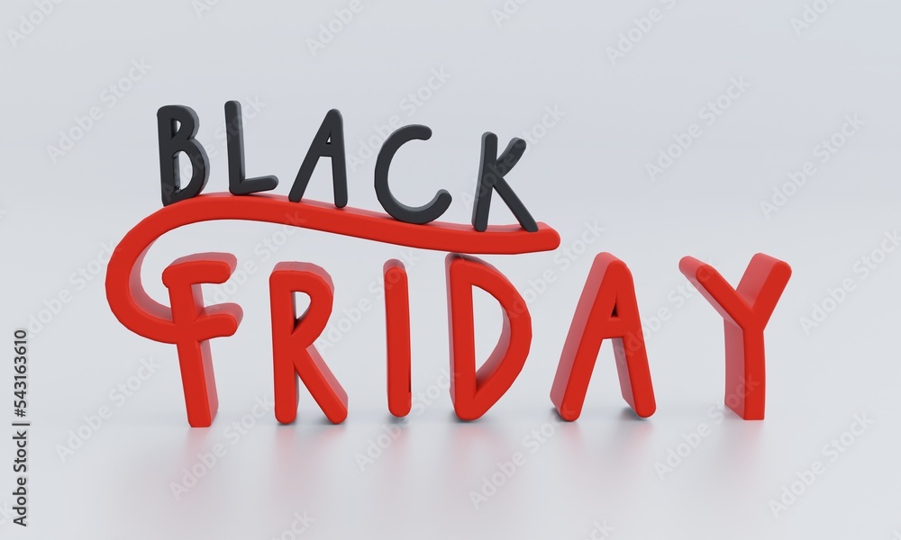 Black Friday 3D text banner or poster design isolate on background. Big Discount Sale Concept.