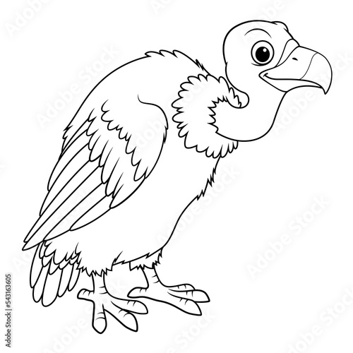 Vulture Cartoon Animal Illustration BW