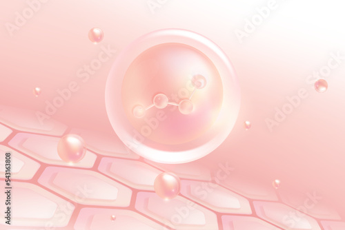 Hyaluronic acid hair and skin solutions ad, white collagen serum drop over skin cells with cosmetic advertising background ready to use, illustration vector.